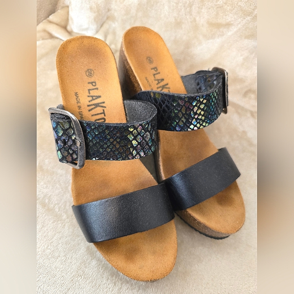 Plakton Bios Sandals, Size 39 EU/8.5 USA, Cork Platform